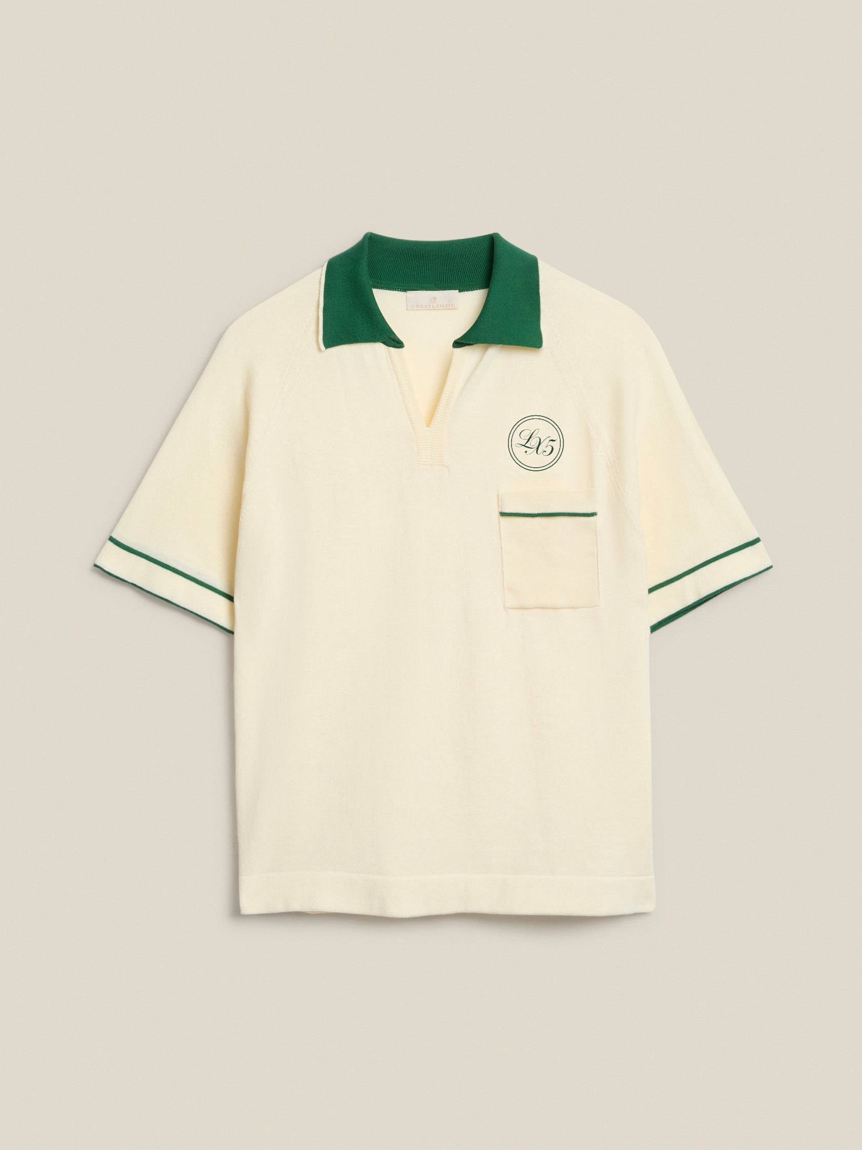 LX5 Club cream and green polo shirt